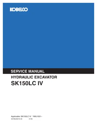 Kobelco SK150LC IV HYDRAULIC EXCAVATOR Service Repair Manual Instant Download (Book Code No. S5YMU0001E)