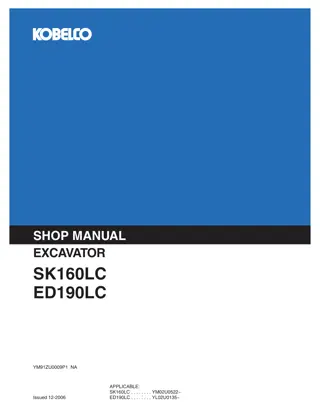 Kobelco SK160LC, ED190LC EXCAVATOR Service Repair Manual Instant Download (Book Code No. YM91ZU0009P1)