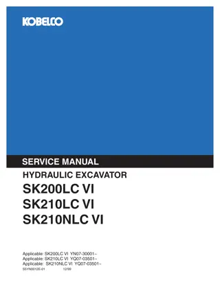 Kobelco SK200LC VI, SK210LC VI, SK210NLC VI HYDRAULIC EXCAVATOR Service Repair Manual Instant Download (Book Code No. S5YN0012E)