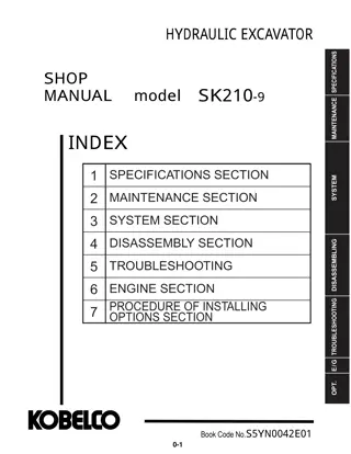 Kobelco SK210-9 Hydraulic Excavator Service Repair Manual Instant Download (Book Code No. S5YN0042E01)