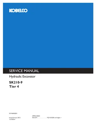 Kobelco SK210-9 Tier 4 HYDRAULIC EXCAVATOR Service Repair Manual Instant Download (Book Code No. S5YN0042E01)