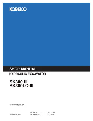 Kobelco SK300-III, SK300LC-III HYDRAULIC EXCAVATOR Service Repair Manual Instant Download (Book Code No. S5YCU0001E)