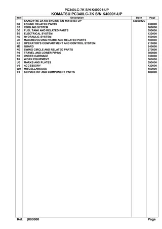 Komatsu PC340LC-7K Crawler Excavator Parts Catalogue Manual Instant Download (SN K40001-UP)