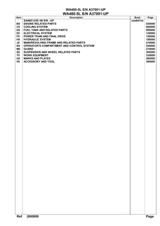 Komatsu WA480-5L Wheel Loader Parts Catalogue Manual Instant Download (SN A37001 AND UP)