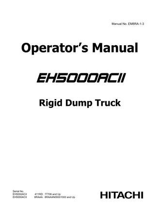 HITACHI EH5000ACⅡ Rigid Dump Truck Operator Manual Instant Download (SN 8RAAAN000100 and up)