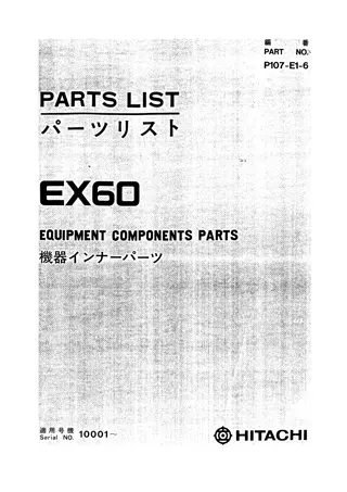 Hitachi EX60 Equipment Components Parts Catalogue Manual Instant Download (Serial No. 10001 and up)