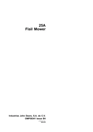 John Deere 25A Flail Mower Operator’s Manual Instant Download (Publication No.OMP58341)