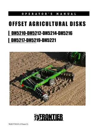 John Deere Frontier DH5210 DH5212 DH5214 DH5216 DH5217 DH5219 DH5221 Offset Agricultural Disks Operator’s Manual Instant Download (Publication No.5KB255MAN)