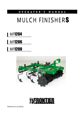 John Deere Frontier MF1204 MF1206 MF1208 Mulch Finishers Operator’s Manual Instant Download (Publication No.PM50062254)