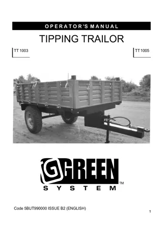 John Deere TT1003 TT1005 Tipping Trailor Operator’s Manual Instant Download (Publication No.5BUT990000)