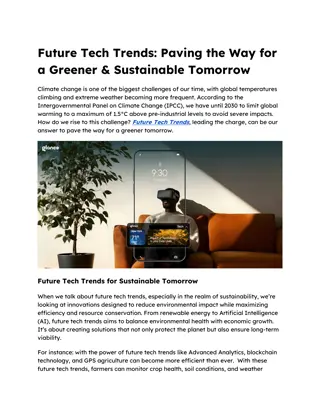 Future Tech Trends Paving the Way for a Greener & Sustainable Tomorrow