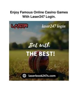 Enjoy Famous Online Casino Games With Laser247 Login