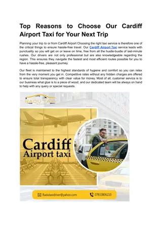 Top Reasons to Choose Our Cardiff Airport Taxi for Your Next Trip