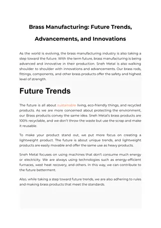 Brass Manufacturing Future Trends, Advancements, and Innovations