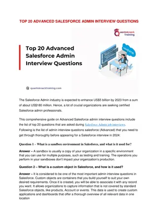 TOP 20 ADVANCED SALESFORCE ADMIN INTERVIEW QUESTIONS