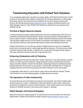 Transforming Education with Embed Tech Solutions -