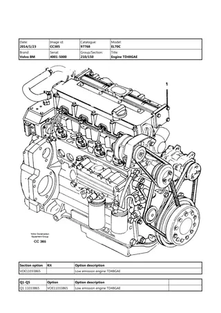 Volvo BM EL70C Wheel Loader Parts Catalogue Manual Instant Download (SN 4001-5000)