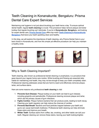 Teeth Cleaning in Konanakunte, Bengaluru_ Prisma Dental Care Expert Services