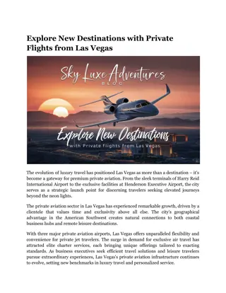 Explore New Destinations with Private Flights from Las Vegas