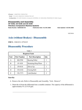 Caterpillar Cat CS-423E Vibratory Compactor (Prefix AST) Service Repair Manual Instant Download (AST00001 and up)