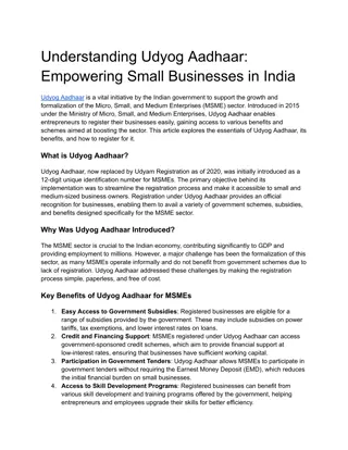 Understanding Udyog Aadhaar_ Empowering Small Businesses in India