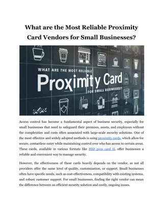 What are the Most Reliable Proximity Card Vendors for Small Businesses