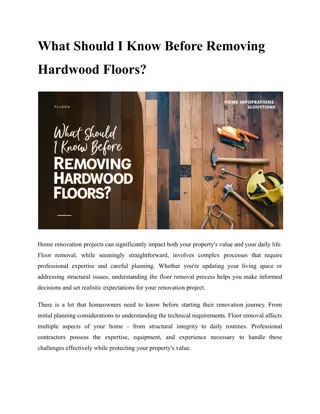 What Should I Know Before Removing Hardwood Floors?