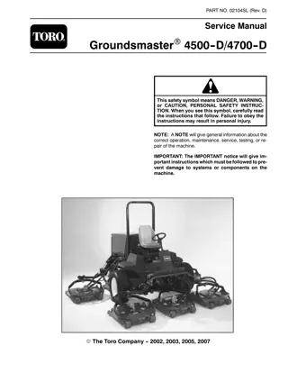 Toro Groundsmaster 4500D 4700D Service Repair Manual Instant Download