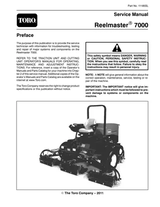 Toro Reelmaster 7000 Mower Service Repair Manual Instant Download