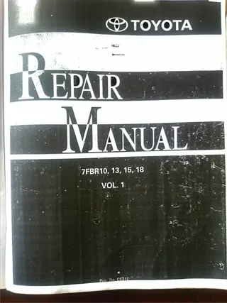 Toyota 7FBR10, 7FBR13, 7FBR15, 7FBR18 Forklift Service Repair Manual Instant Download