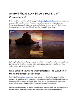 Android Phone Lock Screen Your Era of Convenience!