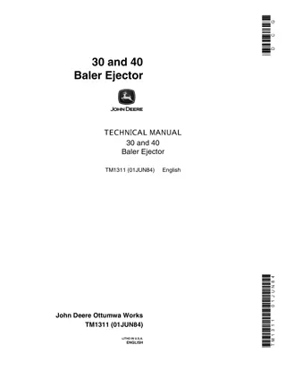 John Deere 30 and 40 Baler Ejector Service Repair Manual Instant Download (tm1311)