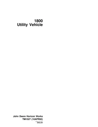 John Deere 1800 Utility Vehicle Service Repair Manual Instant Download (TM1527)