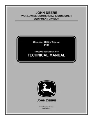 John Deere 4105 Compact Utility Tractor Service Repair Manual Instant Download (tm102419)