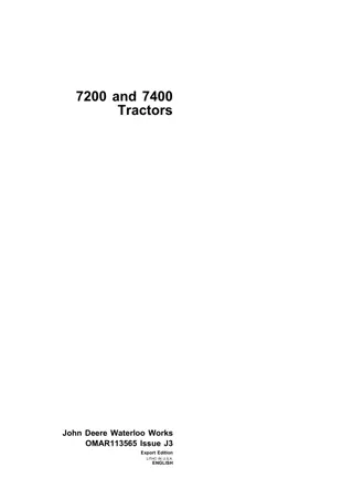 John Deere 7200 and 7400 Tractors Operator’s Manual Instant Download (Publication No.OMAR113565)