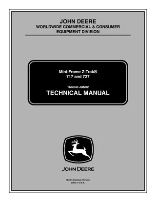 John Deere Mini-Frame Z-Trak 717 727 Mower Service Repair Manual Instant Download (TM2043)