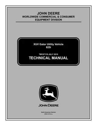 John Deere XUV 825i Gator Utility Vehicle Service Repair Manual Instant Download (TM107119)