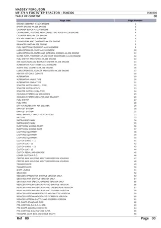 Massey Ferguson MF 374 V FOOTSTEP TRACTOR Parts Catalogue Manual Instant Download