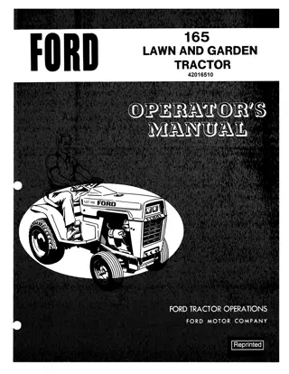 Ford 165 Lawn and Garden Tractor Operator’s Manual Instant Download (Publication No.42016510)