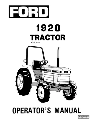 Ford 1920 Tractor Operator’s Manual Instant Download (Publication No.42192010)