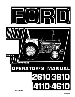 Ford 2610 3610 4110 4610 Tractors Operator’s Manual Instant Download (Publication No.42001010)