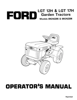 Ford LGT12H and LGT17H Garden Tractors Operator’s Manual Instant Download (Publication No.42001220)