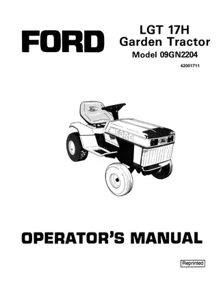 Ford LGT17H Garden Tractor Operator’s Manual Instant Download (Publication No.42001711)