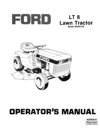 Ford LT8 Lawn Tractor Operator’s Manual Instant Download (Publication No.42000810)