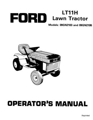 Ford LT11H Lawn Tractor Operator’s Manual Instant Download (Publication No.42001300)