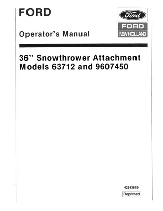 Ford New Holland 36 Snowthrower Attachment Operator’s Manual Instant Download (Publication No.42643610)