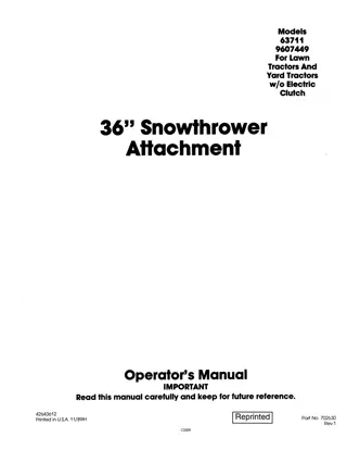 Ford New Holland 36 Snowthrower Attachment Operator’s Manual Instant Download (Publication No.42643612)