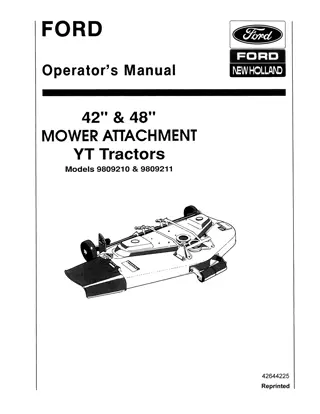 Ford New Holland 42 & 48 Mower Attachment for YT Tractors Operator’s Manual Instant Download (Publication No.42644225)