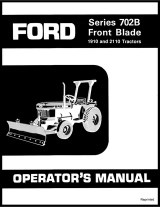 Ford New Holland 702B Series Front Blade for 1910 and 2110 Tractors Operator’s Manual Instant Download (Publication No.42070216)