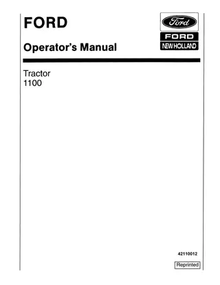 Ford New Holland 1100 Tractor Operator’s Manual Instant Download (Publication No.42110012)